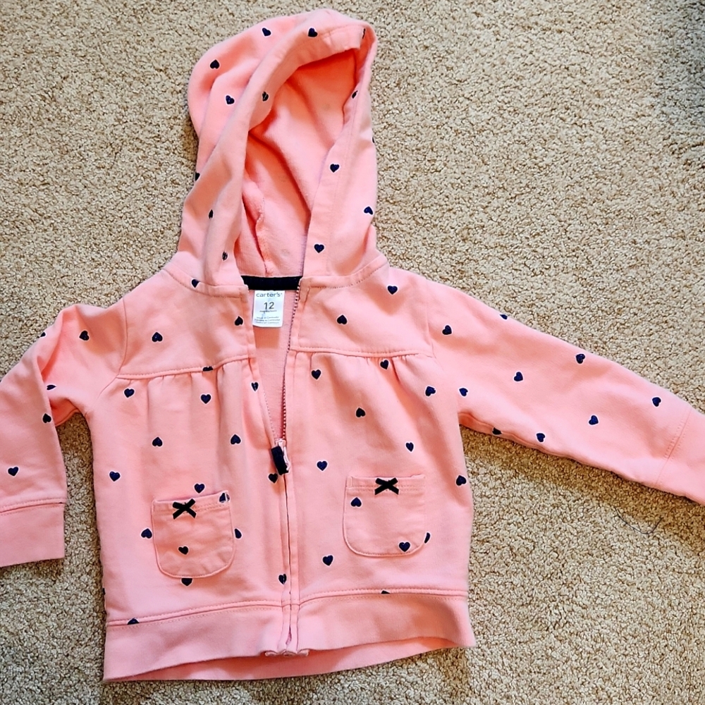 Pink Hoodie Navy Hearts